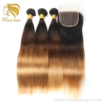 Lsy Super Hotselling Cyber Monday Ombre 3 Tone Color 1B 4 27 Overnight Shipping Virgin Peruvian Bundles And Closures